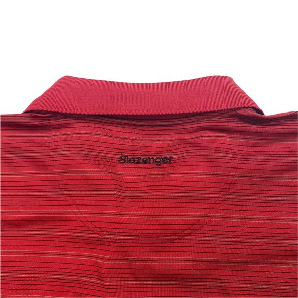 Slazenger Classic Fit Polo Golf Shirt Mens Size XL Red Striped UPF 30+ Wicking - Picture 3 of 6